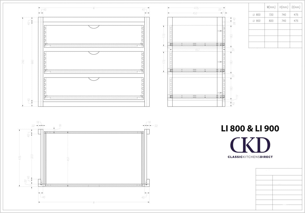 900 Drawer Box Drawers LI 900 - Set of 3 Internal drawers for a 900 larder – The ...